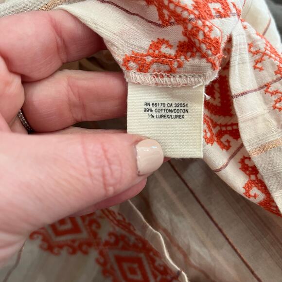 Anthropologie Floreat Cottagecore Smocked Puff Sleeve Cotton Blouse Size 12 - Picture 12 of 12